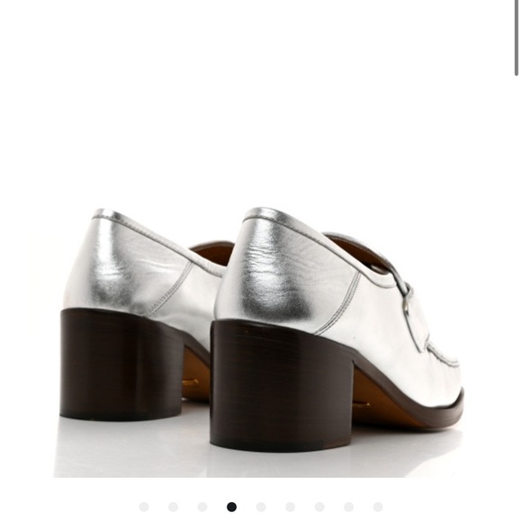 SOLD - GUCCI $795 NIB NWT Galassia GG Marmont Fringe 50mm Loafer Pumps Argento - Picture 5 of 9